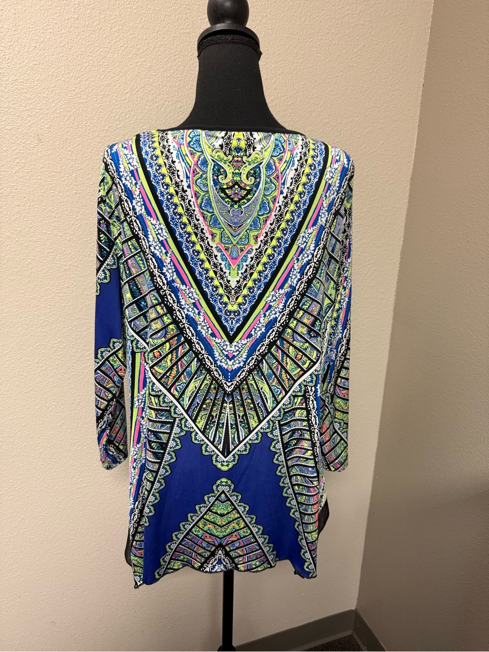 NYGARD Multicolor Boho Tunic Top Plus Large Handkerchief Hem Festival Chic - Picture 5 of 8